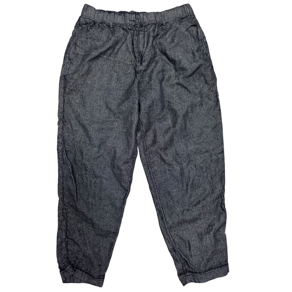 Poetry Charcoal Grey Linen Wool Blend Elastic Waist Tapered Pants US 10 UK 14